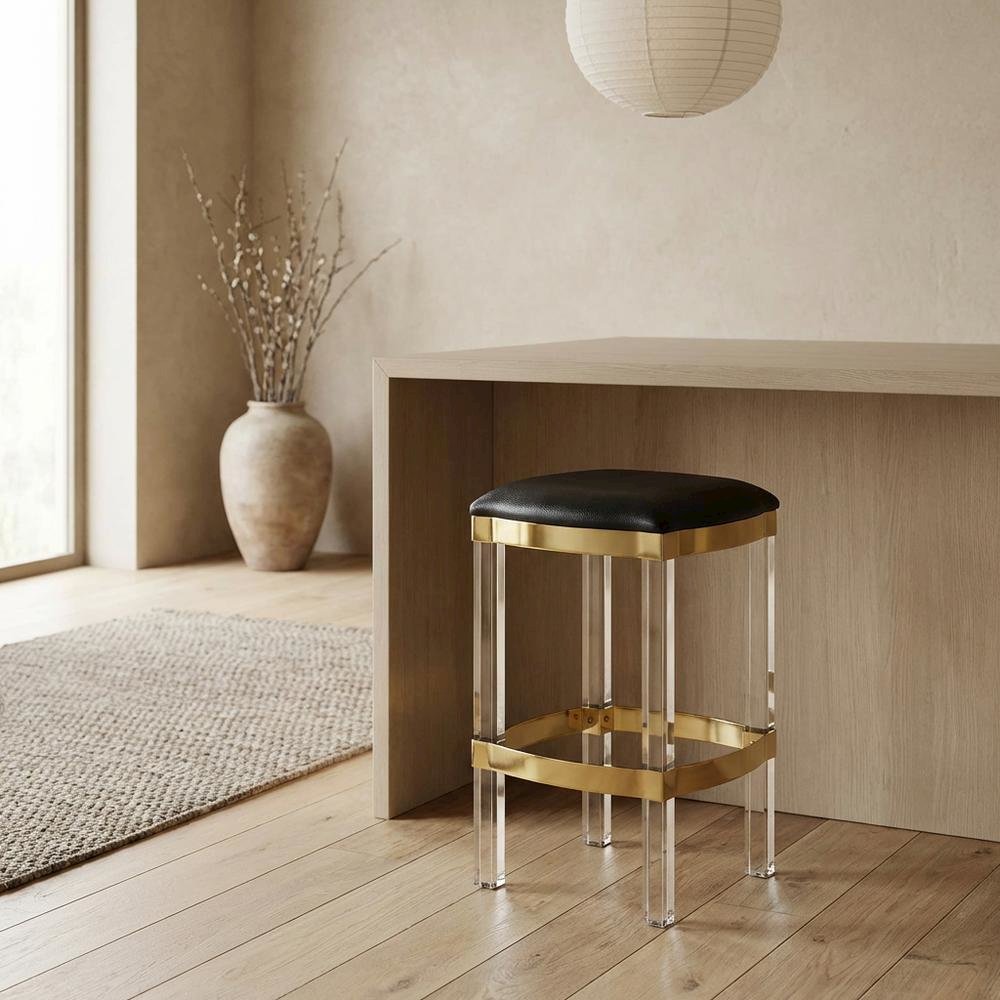 Leather Upholstered Counter Stool, Modern Contemporary Bar Kitchen Chair