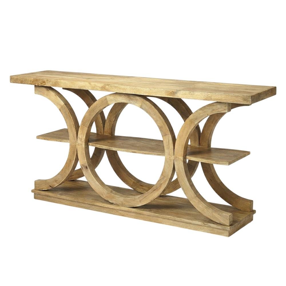Three-Tiered Rustic Console Table, Modern Wood Accent Entryway Sofa Table