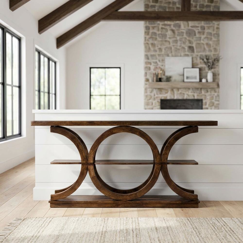 Rustic Console Table with Distressed Finish, Modern Entryway Sofa Table