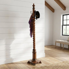 Traditional Wood Hall Tree Coat Rack Floor Stand with Hooks for Entryway, Cherry