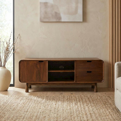 Mid-Century TV Stand with Drawers, Modern Entertainment Console for Living Room