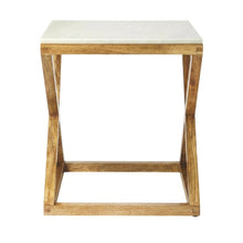 Square End Table with Marble Top, Modern Accent Side Table for Living Room