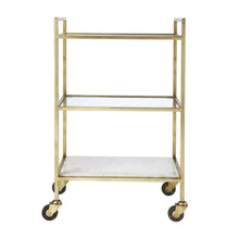 Modern Bar Cart with Distressed Finish, Contemporary Serving Cart for Home Bar