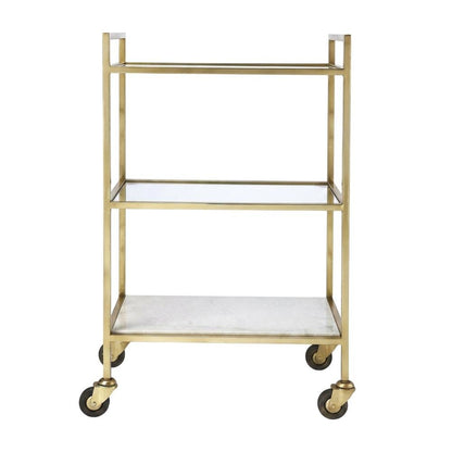 Modern Bar Cart with Distressed Finish, Contemporary Serving Cart for Home Bar