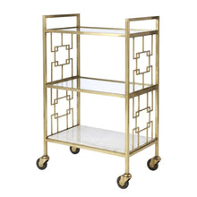 Modern Bar Cart with Distressed Finish, Contemporary Serving Cart for Home Bar