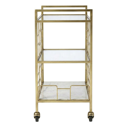 Modern Bar Cart with Distressed Finish, Contemporary Serving Cart for Home Bar