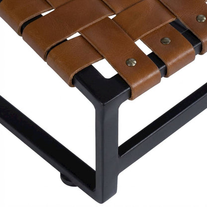 Industrial Leather Side Chair with Sled Base, Accent Chair for Dining Room