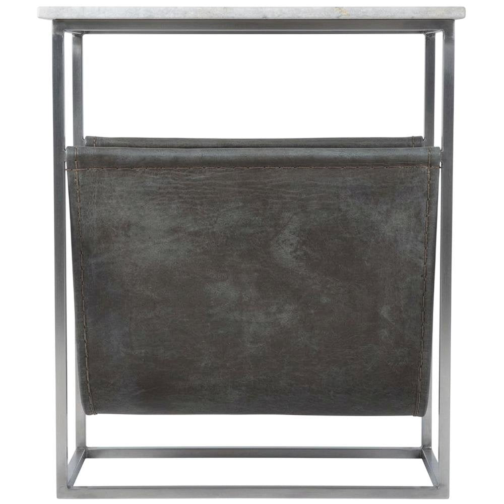 Modern Magazine Table with Marble Top, Metal Accent Side Table for Living Room
