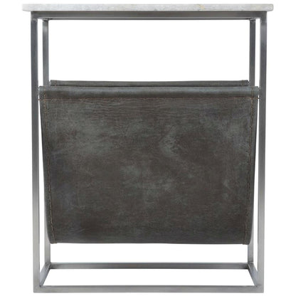 Modern Magazine Table with Marble Top, Metal Accent Side Table for Living Room