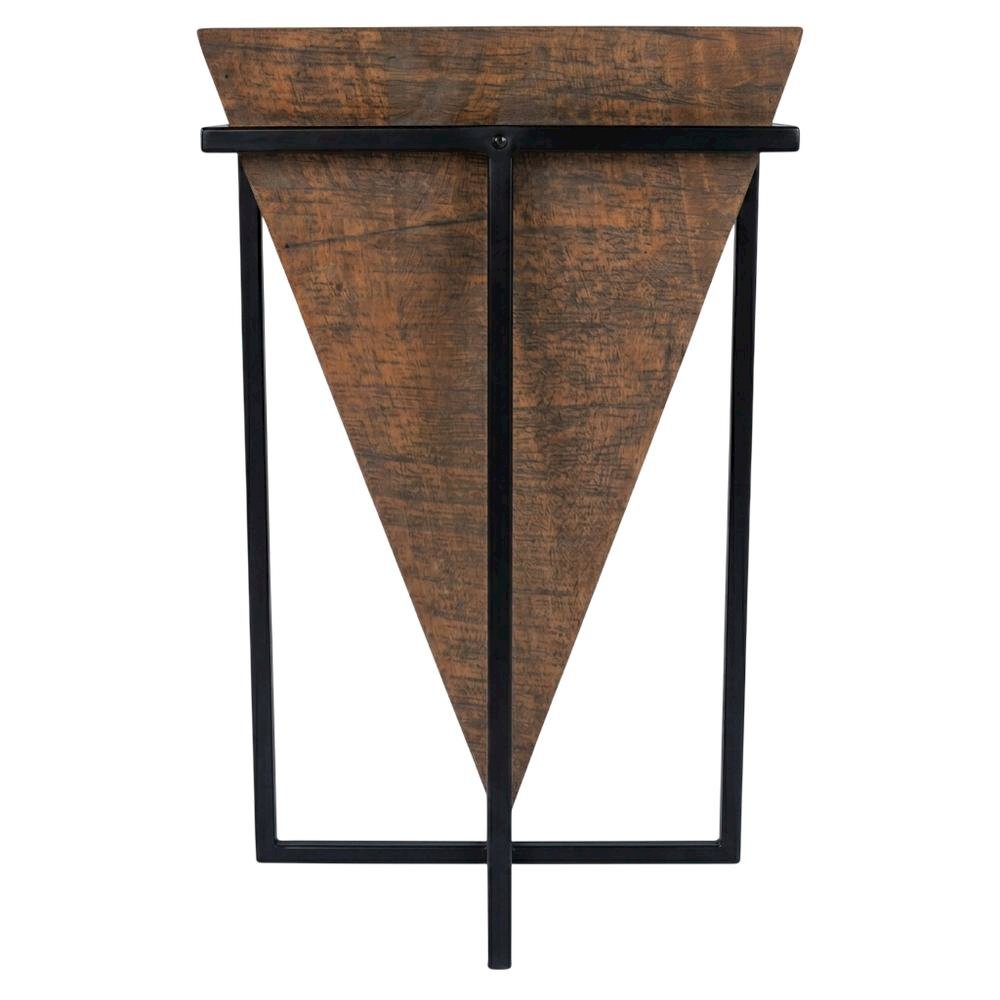 Triangular Wood Accent Table, Modern Contemporary Side Table for Living Room