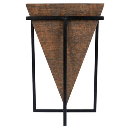 Triangular Wood Accent Table, Modern Contemporary Side Table for Living Room