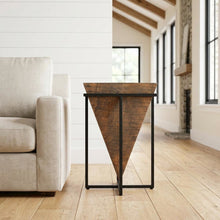 Triangular Wood Accent Table, Modern Contemporary Side Table for Living Room