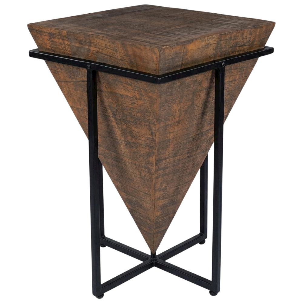 Triangular Wood Accent Table, Modern Contemporary Side Table for Living Room