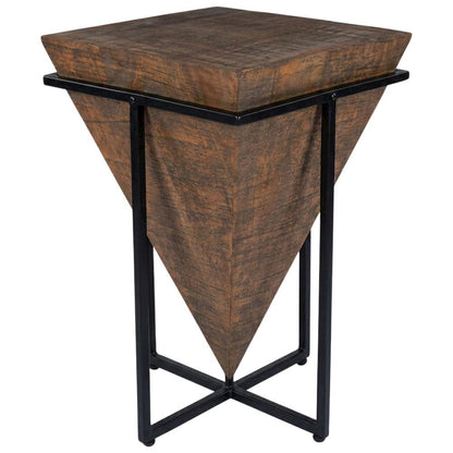 Triangular Wood Accent Table, Modern Contemporary Side Table for Living Room
