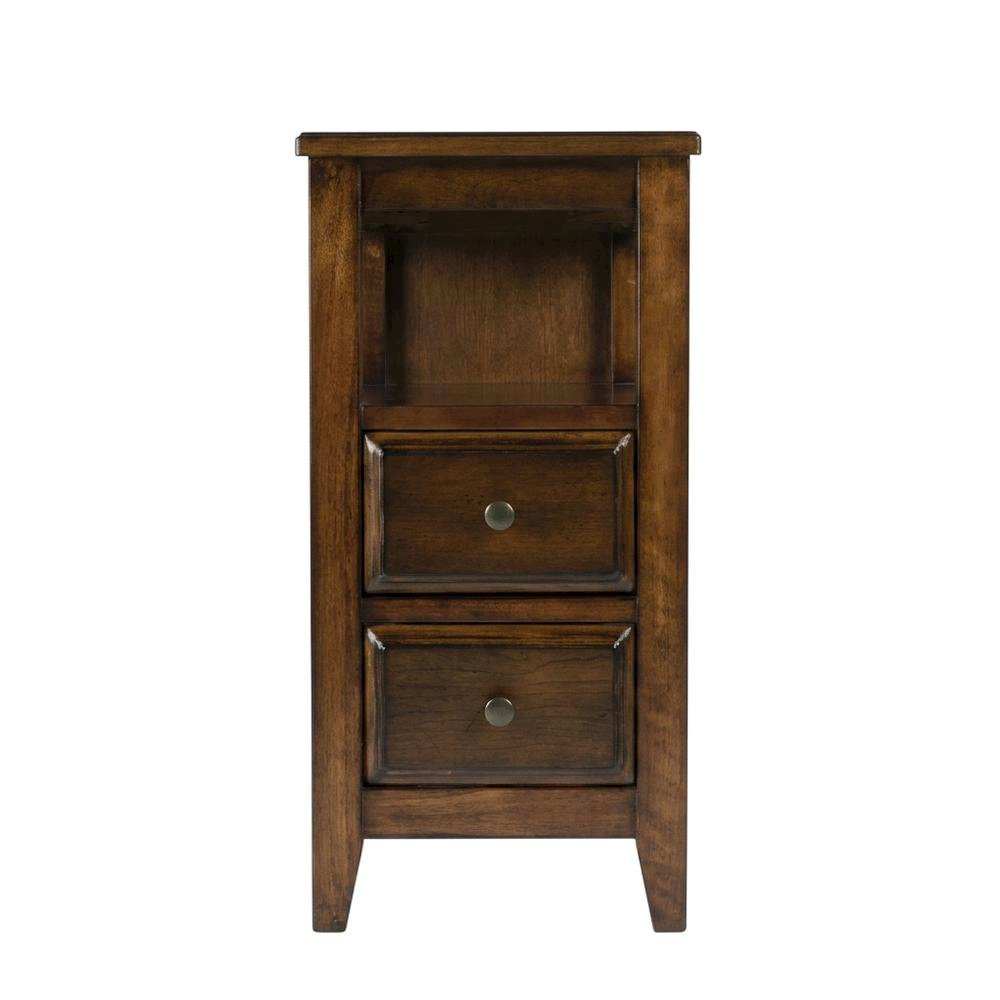 Chairside End Table with 2 Drawers, Transitional Side Table for Living Room