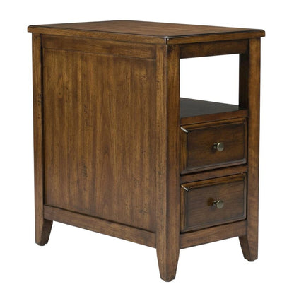 Chairside End Table with 2 Drawers, Transitional Side Table for Living Room