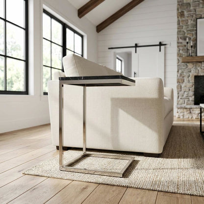 Square Metal End Table, Modern Contemporary Accent Side Table for Living Room