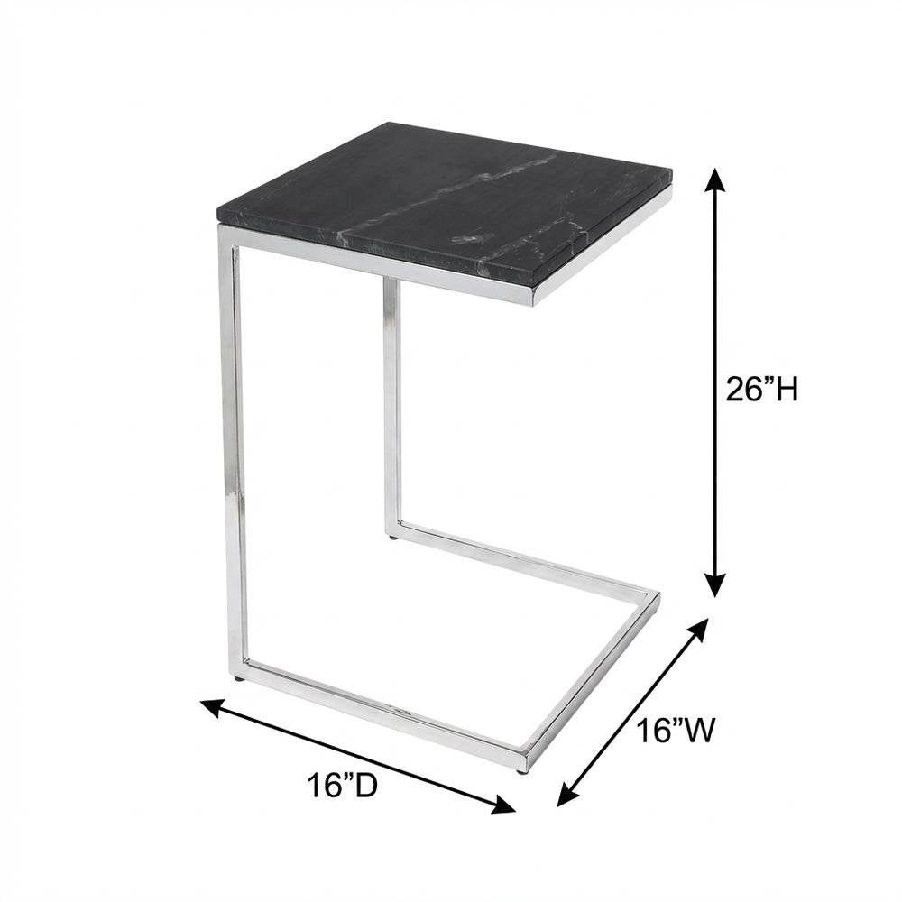 Square Metal End Table, Modern Contemporary Accent Side Table for Living Room