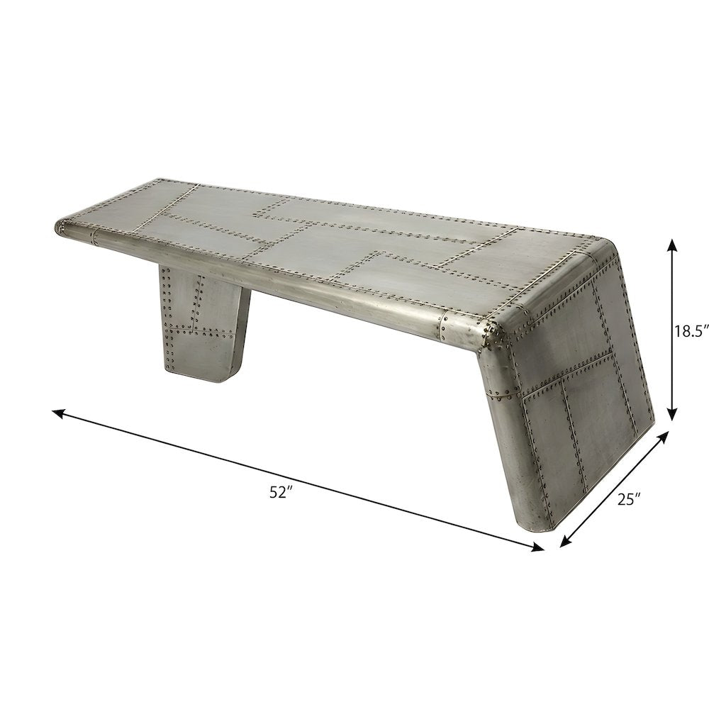 Mango Wood and Aluminum Coffee Table with Distressed Industrial-Style Top