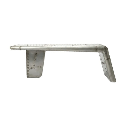 Mango Wood and Aluminum Coffee Table with Distressed Industrial-Style Top