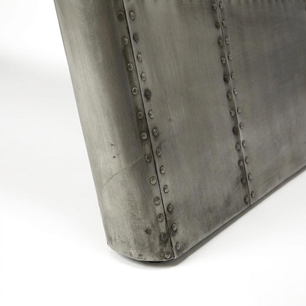 Mango Wood and Aluminum Coffee Table with Distressed Industrial-Style Top