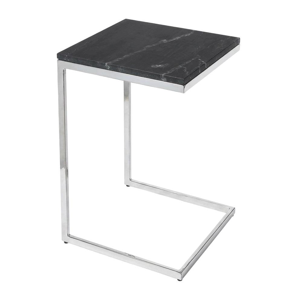 Square Metal End Table, Modern Contemporary Accent Side Table for Living Room