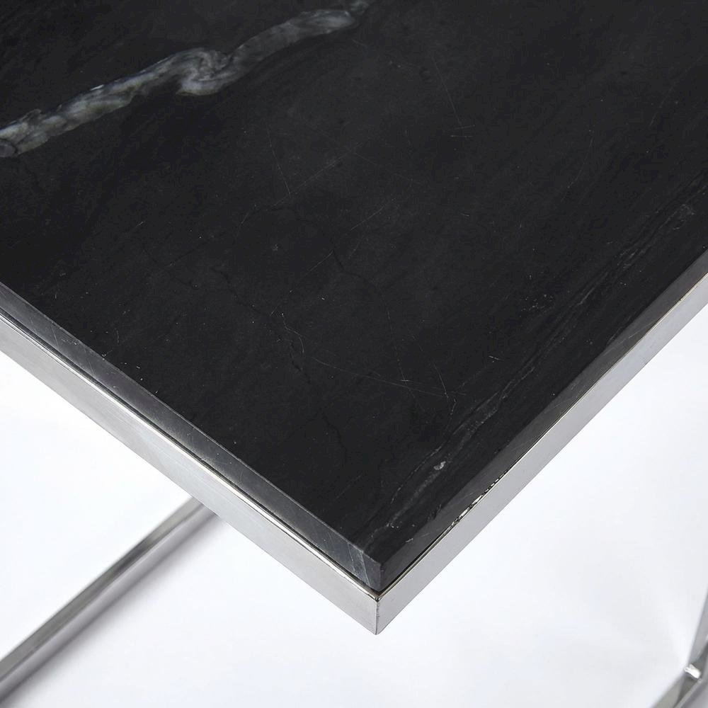 Square Metal End Table, Modern Contemporary Accent Side Table for Living Room