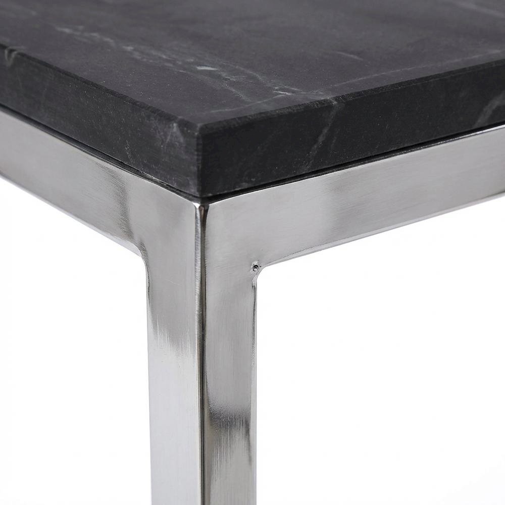 Square Metal End Table, Modern Contemporary Accent Side Table for Living Room