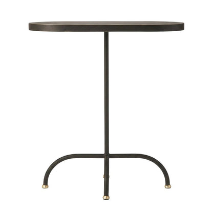 Geometric End Table, Industrial Oval Accent Side Table for Living Room