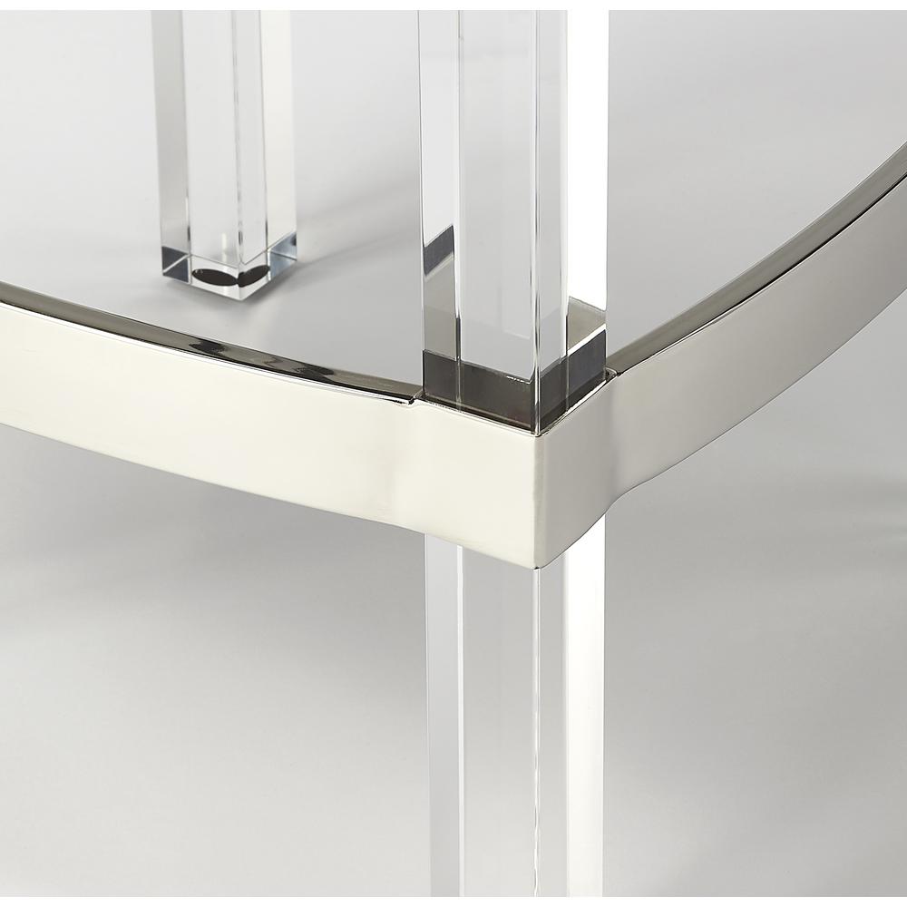 White Acrylic Stool with Leather Seat for Counter Use - Clear Bar Stools