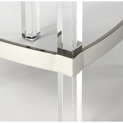 White Acrylic Stool with Leather Seat for Counter Use - Clear Bar Stools