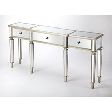 Silver Mirrored Console Table - Elegant Vanity Desk for Living Room