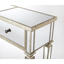 Silver Mirrored Console Table - Elegant Vanity Desk for Living Room