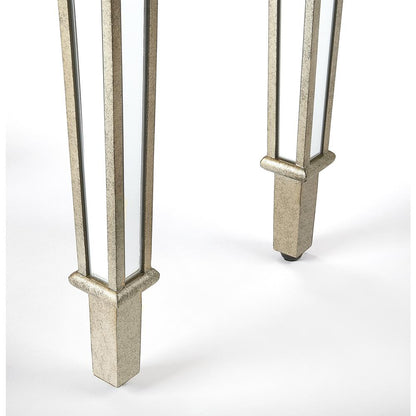 Silver Mirrored Console Table - Elegant Vanity Desk for Living Room