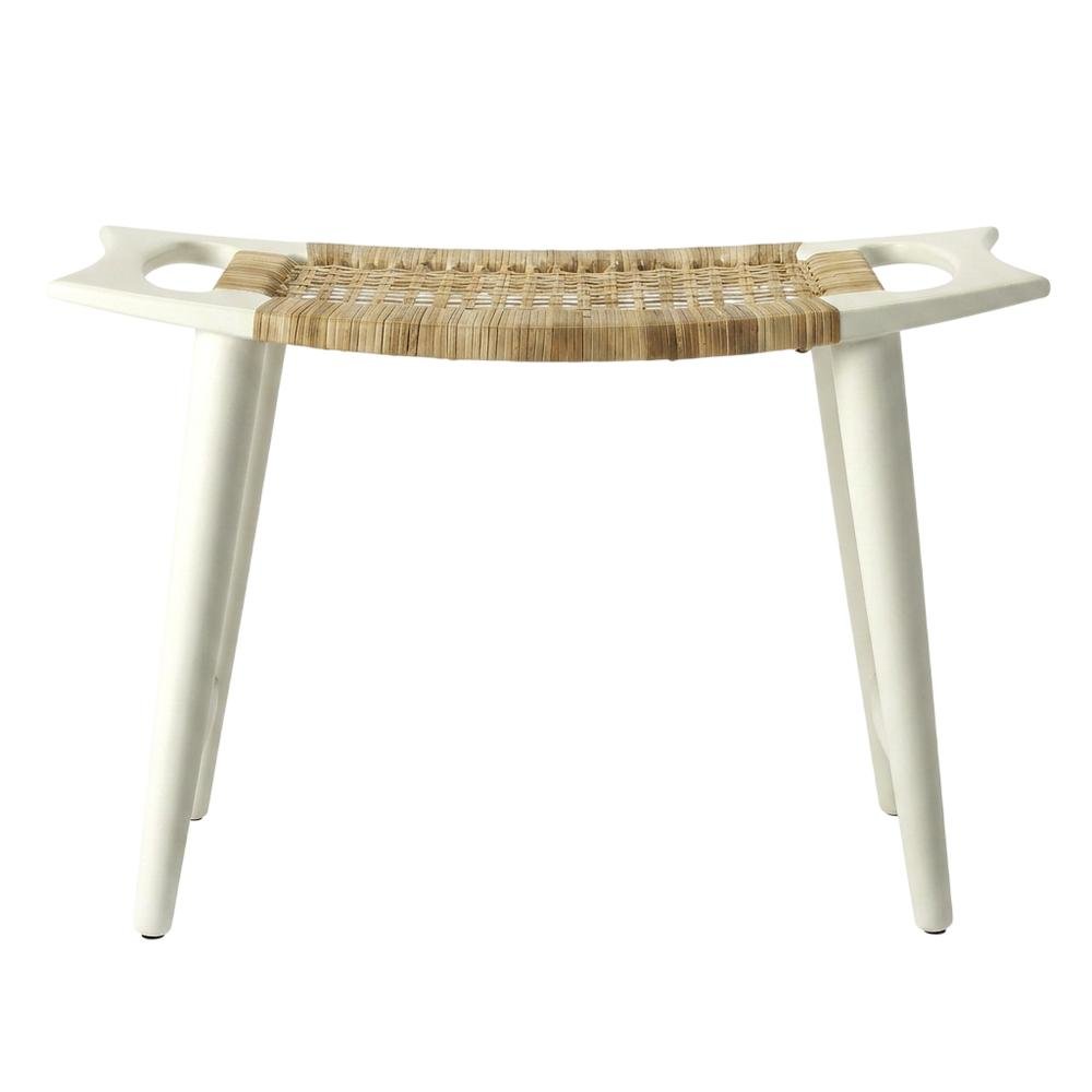 Distressed Wood Accent Stool, Coastal Style Accent Seating for Living Room