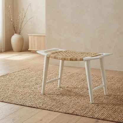 Distressed Wood Accent Stool, Coastal Style Accent Seating for Living Room