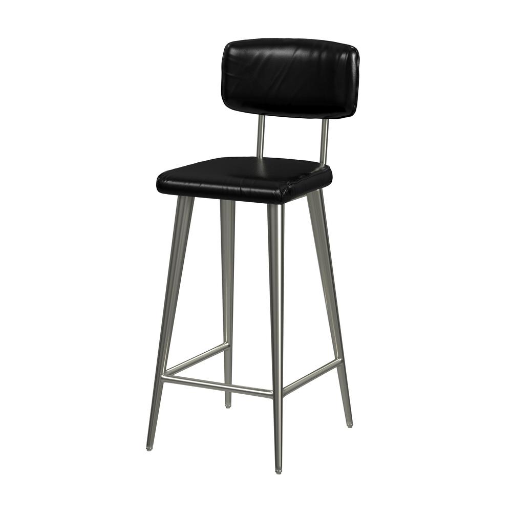 Saddle Leather Rectangular 26" Counter Stool, Black