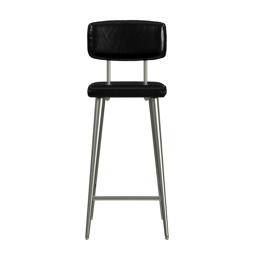Saddle Leather Rectangular 26" Counter Stool, Black