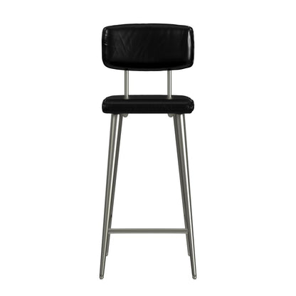 Saddle Leather Rectangular 26" Counter Stool, Black