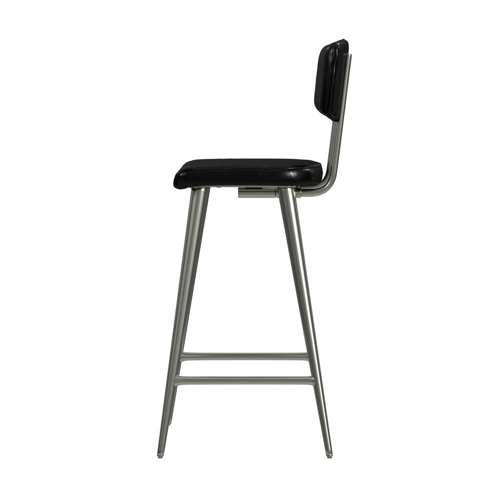 Saddle Leather Rectangular 26" Counter Stool, Black