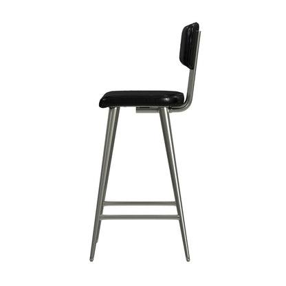 Saddle Leather Rectangular 26" Counter Stool, Black