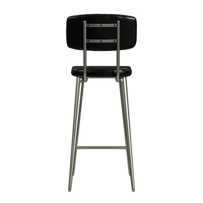 Saddle Leather Rectangular 26" Counter Stool, Black