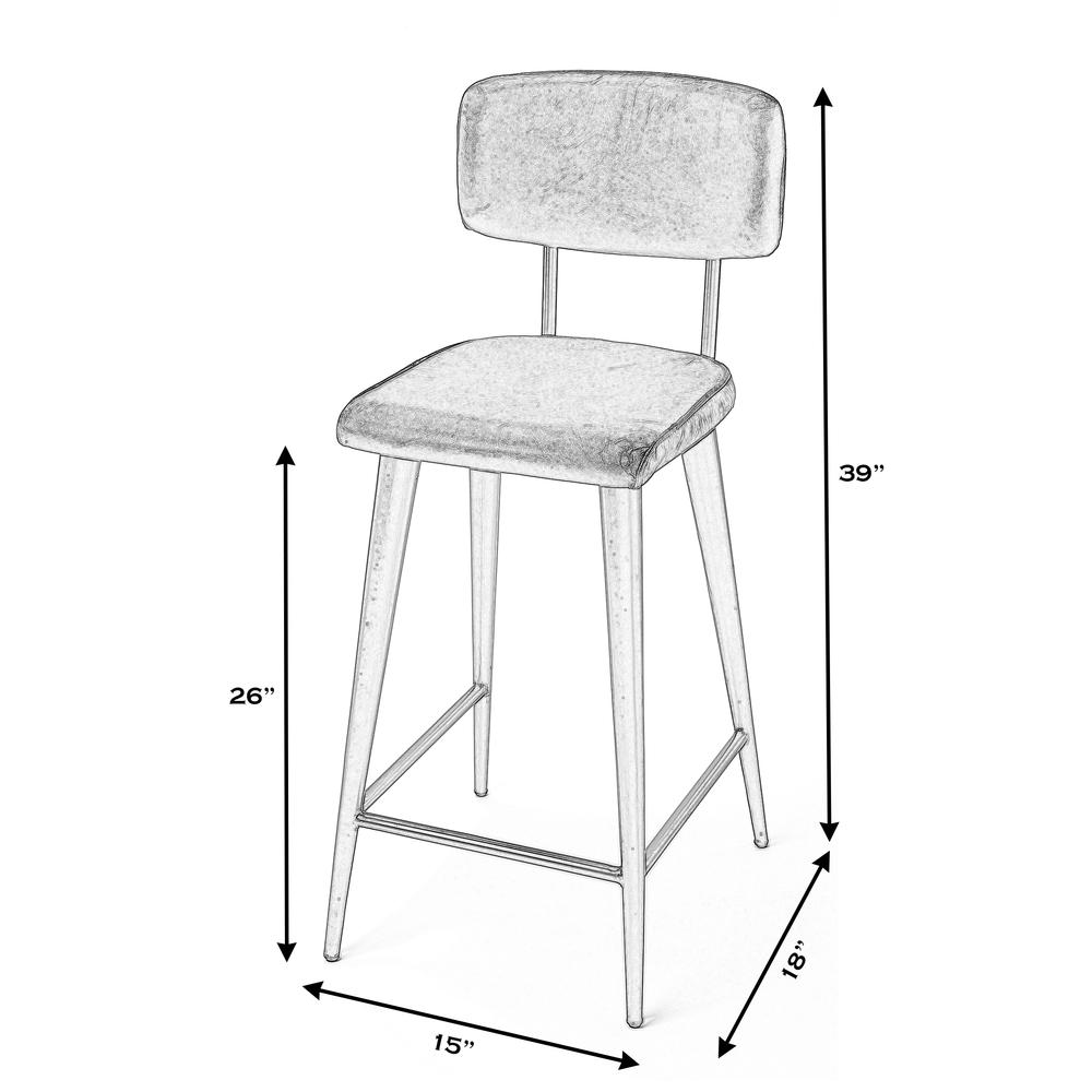 Saddle Leather Rectangular 26" Counter Stool, Black
