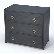 Elegant Navy Blue 3-Drawer Chest with Gold Accents, Belen Kox