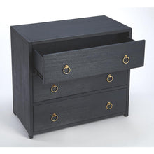 Elegant Navy Blue 3-Drawer Chest with Gold Accents, Belen Kox