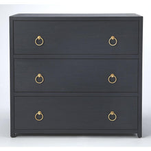 Elegant Navy Blue 3-Drawer Chest with Gold Accents, Belen Kox
