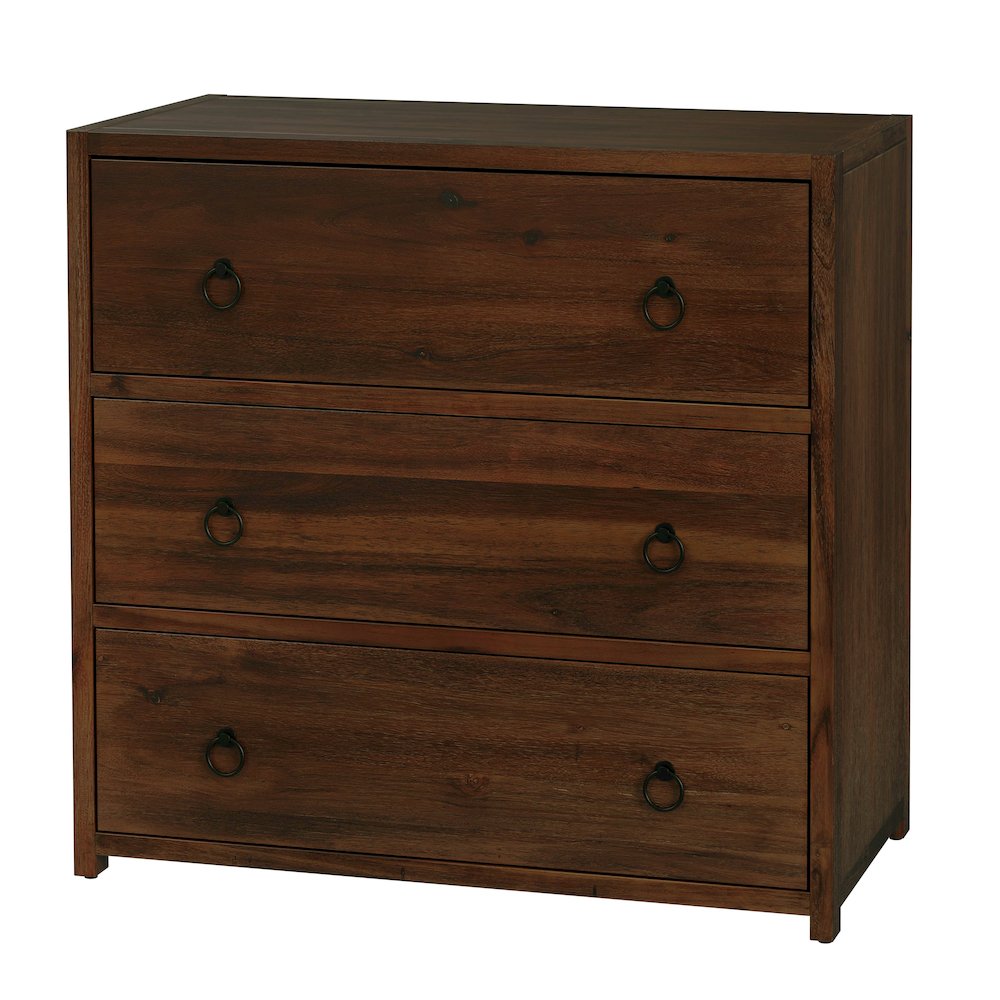 Lark 34 in. W Rectangular Wood 3 Drawer Dresser, Medium Brown