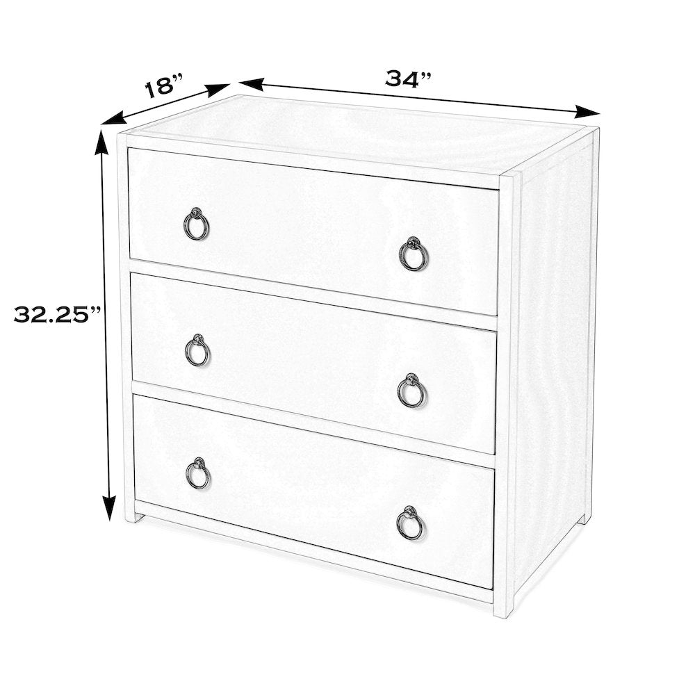 Lark 34 in. W Rectangular Wood 3 Drawer Dresser, Medium Brown