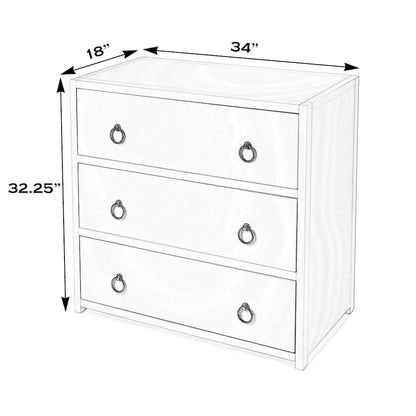 Lark 34 in. W Rectangular Wood 3 Drawer Dresser, Medium Brown