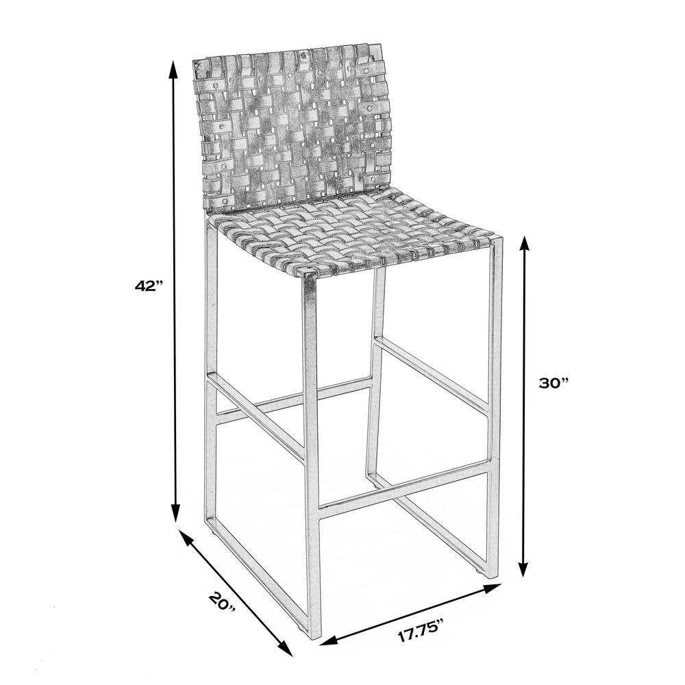 Urban Woven Leather Rectangular  28" Barstool, White